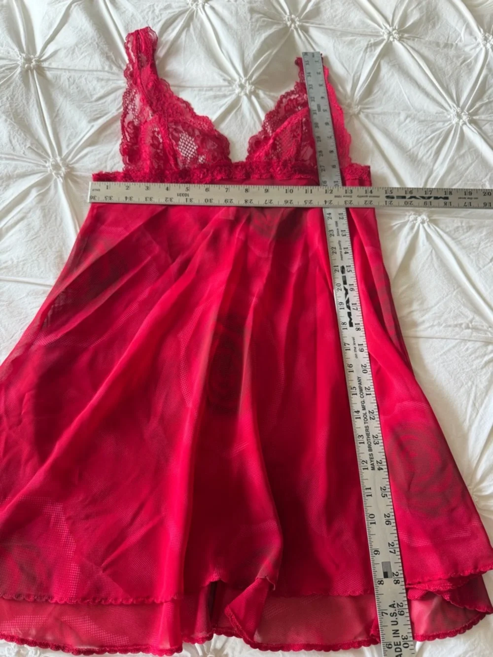 La Senza Lingerie Red Sheer Lace Babydoll Nightgown Size L - Picture 7 of 7